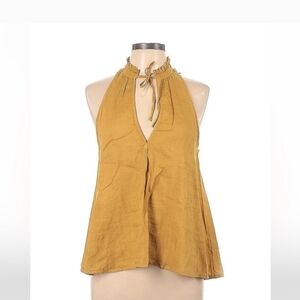 ANTHROPOLOGIE Mustard linen halter blouse NWT